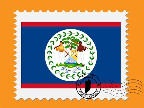 Belize Flag Postage Stamp Vector illustration Eps 10 Stock Illustration