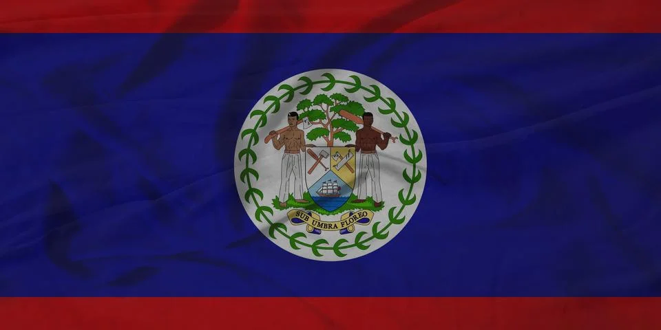 Belize   Flag rippling sky texture Illustrazione stock