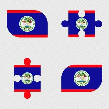 Belize Flag Rounded Shapes and Puzzle Set. Stock Illustration