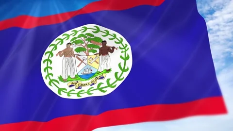 Belize Flag Seamless Loop 4k 60fps on Sky Background Stock Footage 341681337