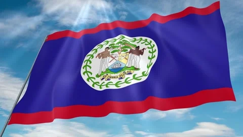 Belize Flag Seamless Loop 4k 60fps on Sky Background Stock Footage 341754823