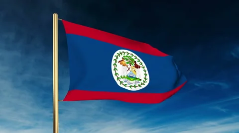 Belize flag slider style. Waving in the win with cloud background animation Stock Footage 48593634