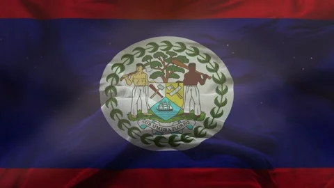 Belize Flag  .Slow Motion Cloth Animation -3D Rendering Video stock 281022881