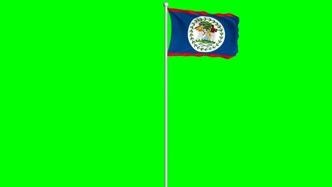 Belize Flag Waving Fluttering on Wind Loopable Green Blue Screen Matte Stock Footage 77582941