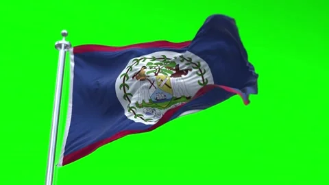 Belize Flag Waving in Loopable and Textured green screen background Stock Footage 296876469