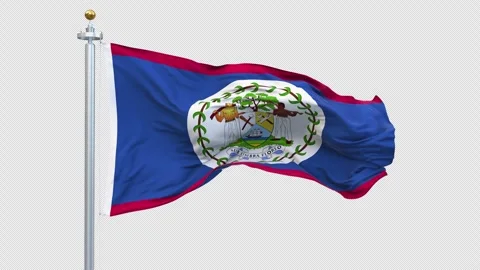 Belize flag waving looping with transparent background. Stockbeeldmateriaal 310611021