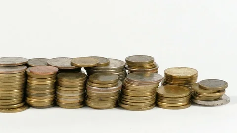 Belize flag waving with stack of money coins Stock Footage 71138791