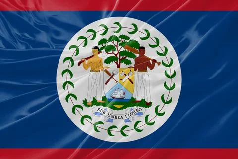 Belize Flag Waving Textures Silk Background Stock Illustration