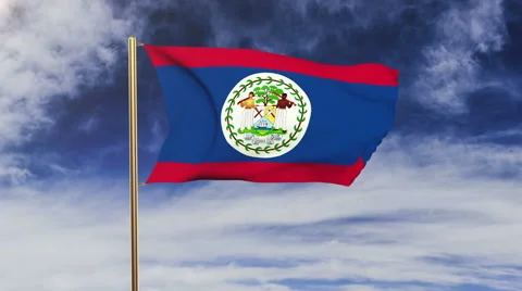 Belize flag waving in the wind. Green screen, alpha matte. Loopable animation Video stock 48593676