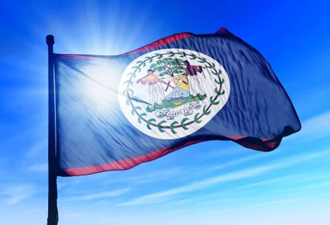 Belize flag waving on the wind Stock Illustration