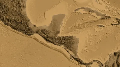 Belize on the globe. Glow. Sepia elevation. No labels Stock Footage 337780162