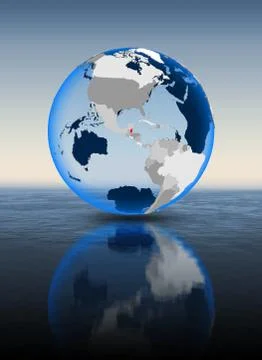 Belize on globe in water Stock Illustration