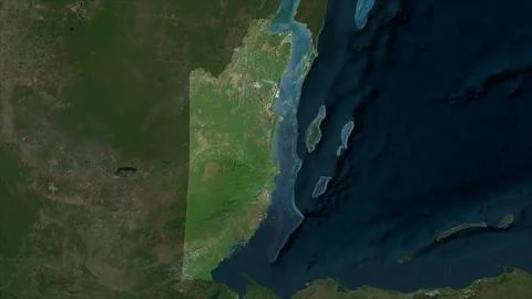 Belize highlighted on a high resolution satellite map Stock Illustration