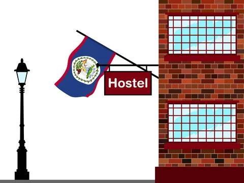 Belize Hostels Vector Illustration Stock Illustration