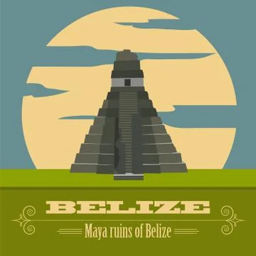 Belize landmarks. Retro styled image Illustrazione stock