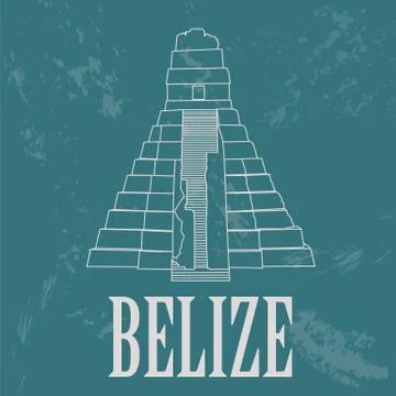 Belize landmarks. Retro styled image Stock Illustration