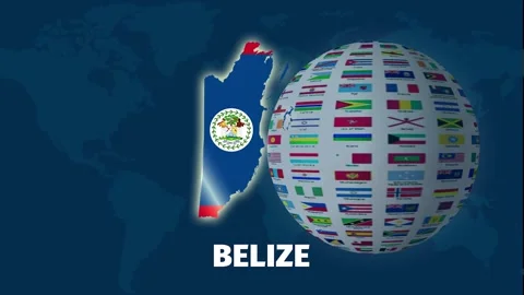 Belize Map 4k Video Style on Blue Background Stock Footage 328238308