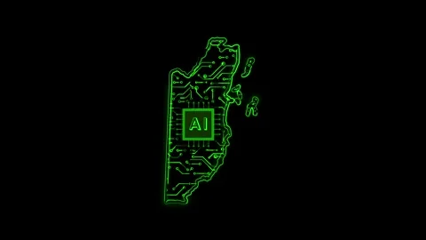 Belize Map AI Chipset Technology Opener Stock Footage 337054964