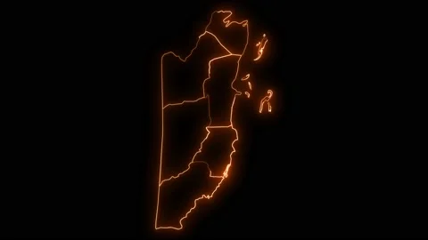 Belize map with all states or provinces glowing neon outline. Stock Footage 224861429