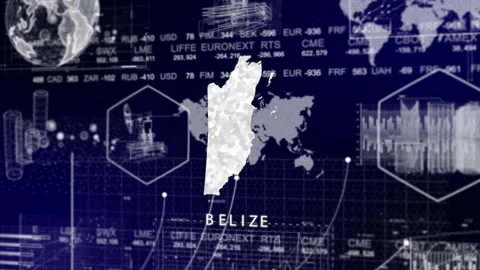 Belize Map Animation Loop | Growth, GDP, Oil Economy &amp; Development Insights Stock Footage 331566523