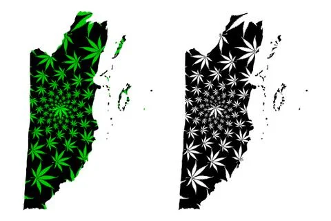 Belize - map is designed cannabis leaf Stock Illustration