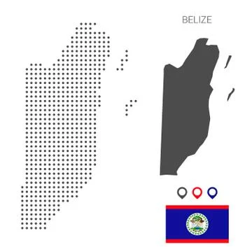 Belize map dotted with flag and pin Stock Illustration