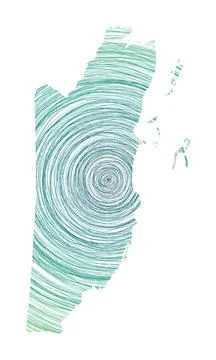 Belize map filled with concentric circles. Sketch style circles in shape of.. Stock Illustration