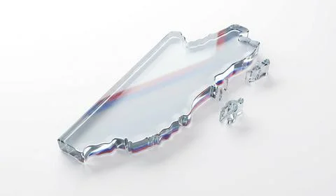 Belize map glass flag 3d illustration on white background with island fragm.. Stock Illustration