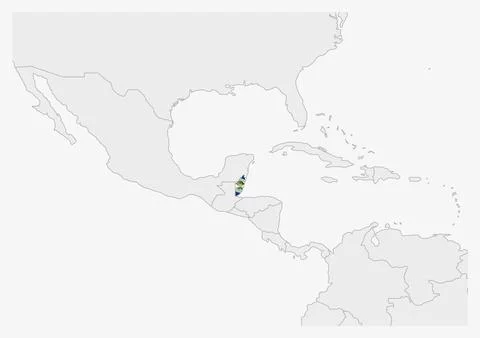 Belize map highlighted in Belize flag colors Stock Illustration