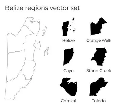 Belize map with shapes of regions. Blank vector map of the Country with reg.. イラスト素材