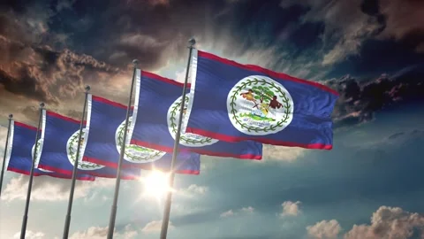 Belize National Flag Animation With Sky Stock Footage 341252996
