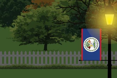 Belize Night Trees Lamp Vector Illustration Stock Illustration