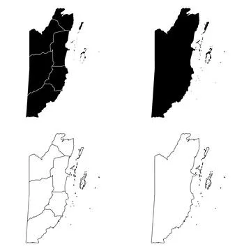 Belize Outline and Solid Fill Map Set. Illustrazione stock