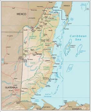 Belize physiography map Stock Illustration