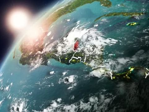 Belize on planet Earth in sunset Stock Illustration