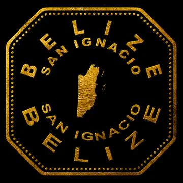 Belize San Ignacio Seal Map Design Stock Illustration