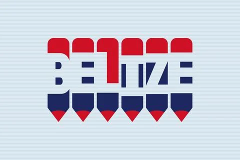 Belize text with Pencil symbol creative ideas design. Stock-Illustration