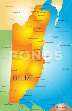 Belize Vector map of Belize with the capital and cities Copyright ...