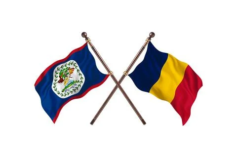 Belize Versus Chad  Two countries Flags background Stock Illustration