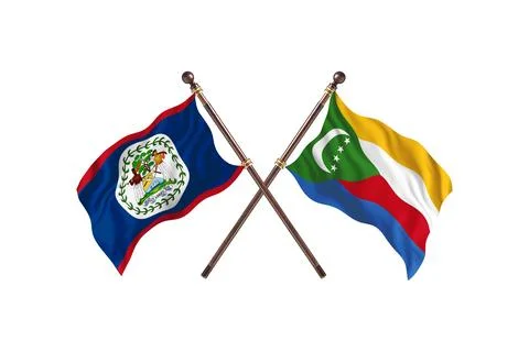 Belize Versus Comoros  Two countries Flags background Stock Illustration