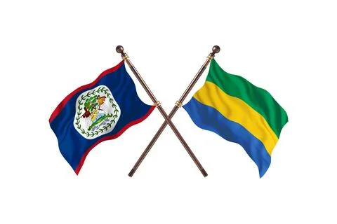 Belize Versus Gabon  Two countries Flags background Stock Illustration