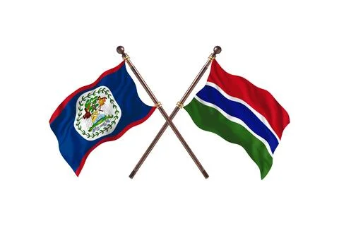 Belize Versus Gambia  Two countries Flags background Stock Illustration