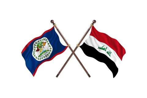 Belize Versus Iraq  Two countries Flags background Stock Illustration