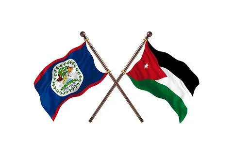 Belize Versus Jordan  Two countries Flags background Stock Illustration
