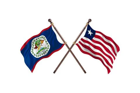 Belize Versus Liberia  Two countries Flags background Stock Illustration