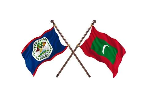 Belize Versus Maldives  Two countries Flags background Stock Illustration