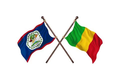 Belize Versus Mali  Two countries Flags background Stock Illustration