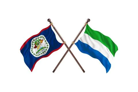 Belize Versus Sierra Leone  Two countries Flags background Stock Illustration