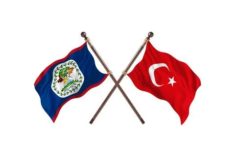 Belize Versus Turkey  Two countries Flags background Stock Illustration