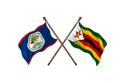 Belize Versus Zimbabwe Two countries Flags background Stock Illustration
